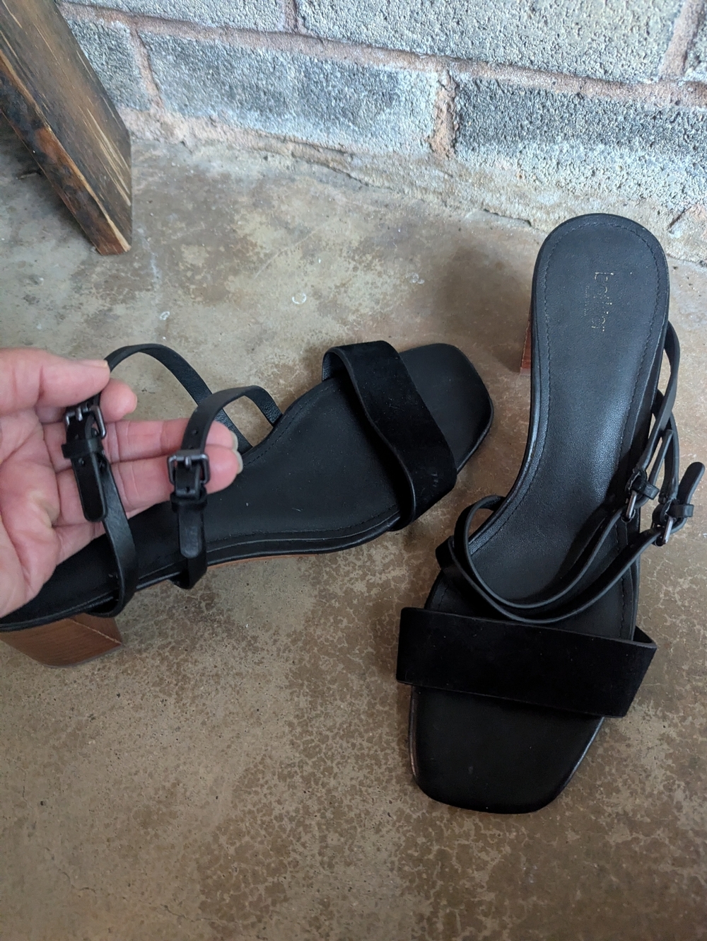 Black Strappy Block Heel Sandals - Women
